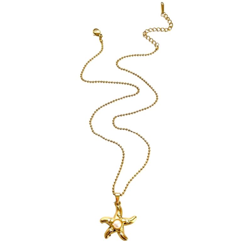 Стильный Цветочный Рыбка Сердце Морская Звезда Шарм Ожерелье Подвеска Цепочка на Шею С Имитацией Жемчуга Легкие Украшения на Шею
