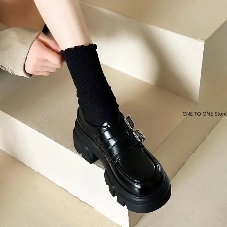 Fashion Flat Black Shoes For Women Oxfords Clogs Platform Autumn White Sneakers Round Toe Loafers With Fur Shallow Mouth Female Footwear