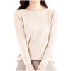 Women's Casual Round Neck Knitted Long Sleeve Undershirt One-Shoulder Sweater