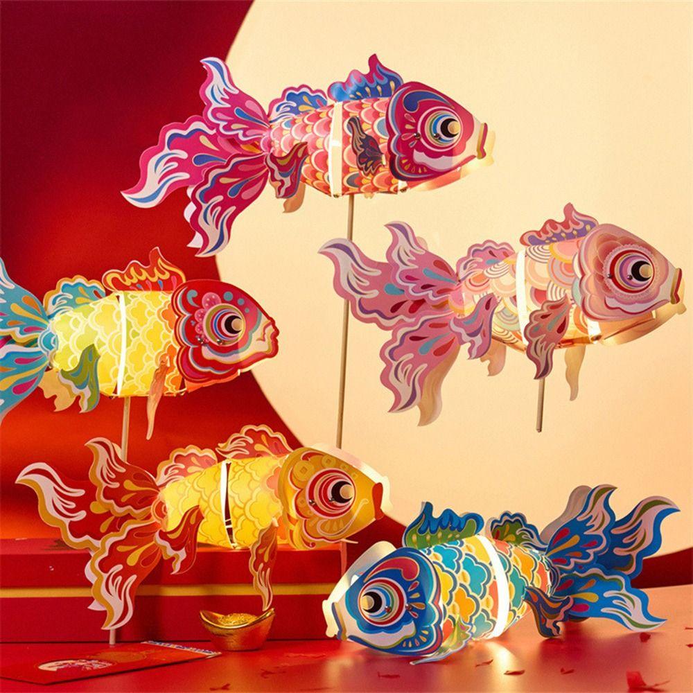 DIY Material Package New Year Fish Lantern Waterproof Hanging Ornament Handmade Lantern Festival Atmosphere Festival Lanterns