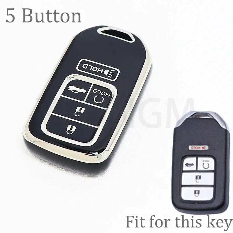 5 Buttons Tpu Key Fob Cover For Honda Accord Civic Cr-V Insight Passport Pilot Smart Remote Keyless