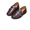Spring and autumn new brown round head retro belt buckle deep mouth lazy shoes temperament versatile one-pedal loafers women