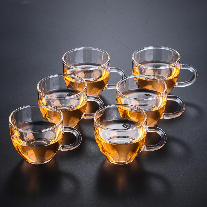 Double-Layer Heat-Resistant Glass Tea Cup with Handle for Kung Fu Tea