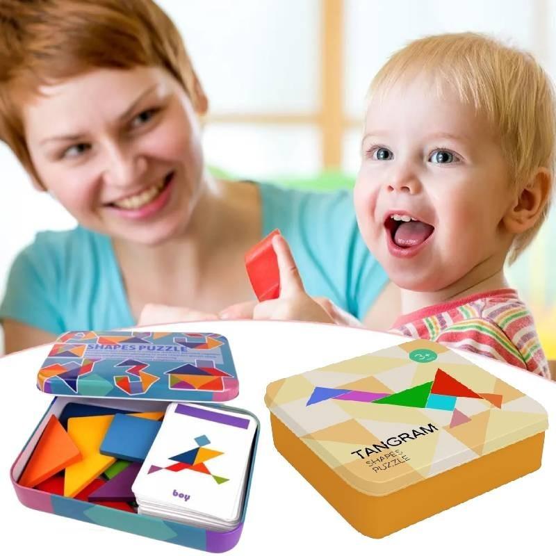 Langlebiges magnetisches Holz-Tangram-Puzzle für Kinder, Lernspielzeug für Kindergarten und Grundschule