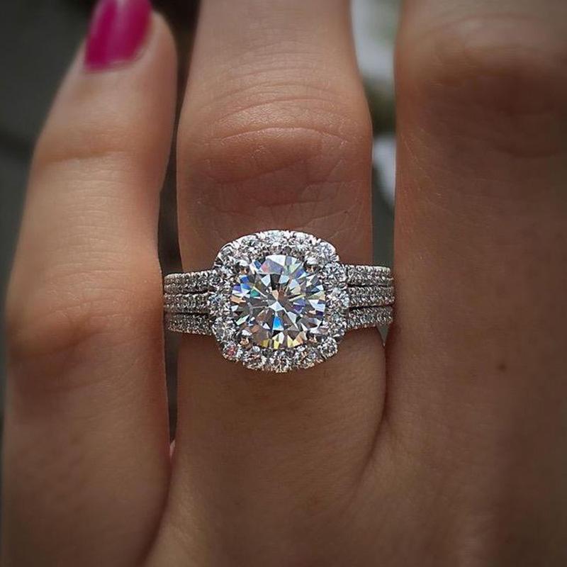 Fashionable ring, niche copper inlaid with zircon, full diamond plain band ring, versatile and sophisticated index finger ring