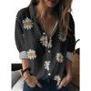 Summer Minimalist Shirt with Floral Digital Print Button Up Shirt Top for Women's Hawaiian Beach Vacation Casual Shirt