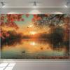 2D ruhiger Herbstsee Sonnenuntergang Fotografie Hintergrund
