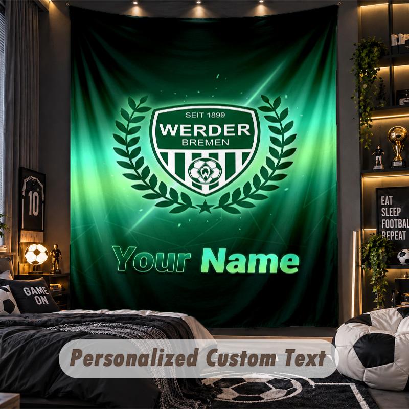TapestryWerder Bremen FC Custom Name Text Personalized Wall Hanging Tapestry Home Wall Decor