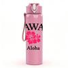 1PC Hawaii Aloha Flower Logo 750ml Color Plastic Sports Water Bottle Leakproof Flip Straw Lid Suitable for Sports Office Home Use