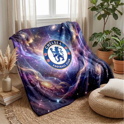 Chelsea FC Theme Blanket Soft Flannel Blanket Plush Throw Blanket Cozy Sofa Bed Blanket for Home Decor