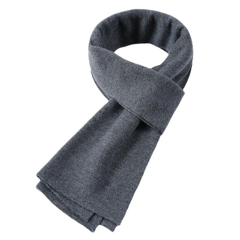 2025 winter new pure wool scarf solid color men's and women's universal fashion warm scarf
