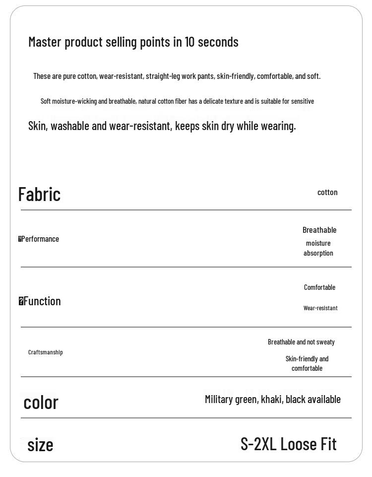 MMOPTOP Men's Loose Straight Leg Workwear Cargo Pants