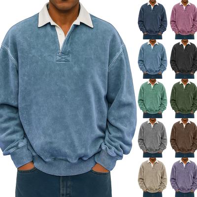 Men's  Leisure  Flip Collar  Long Sleeves  Pullover  Hoodie