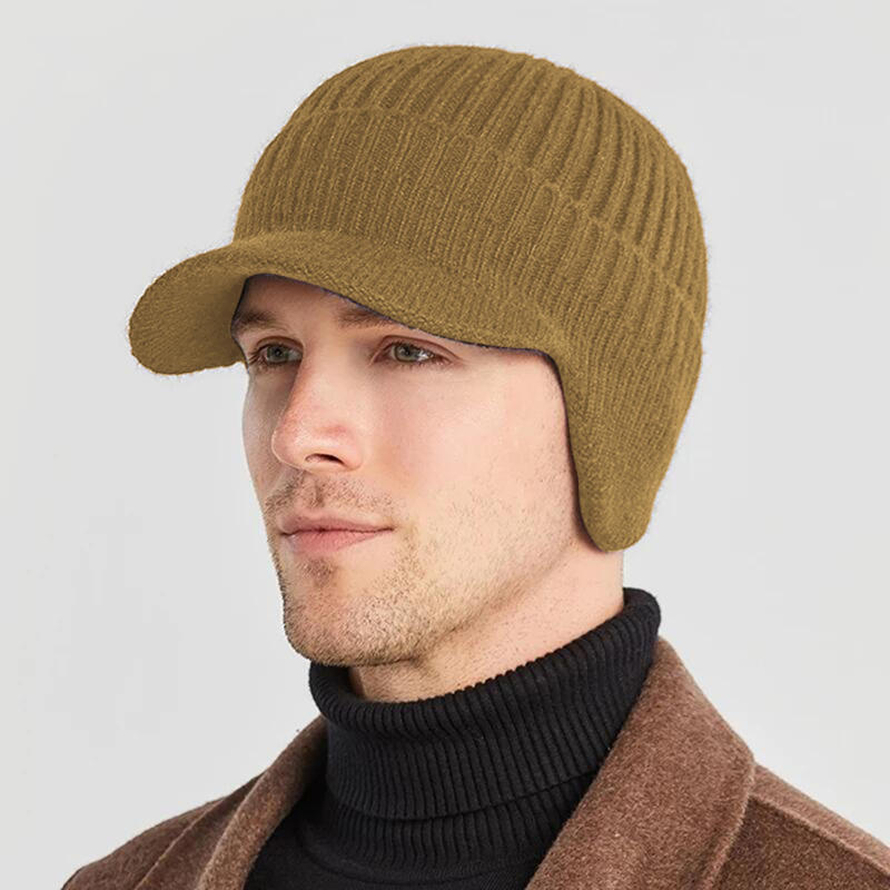 European And American Men Winter Warm Ear Protection Knitted Hat Outdoor Riding Fleece Hat