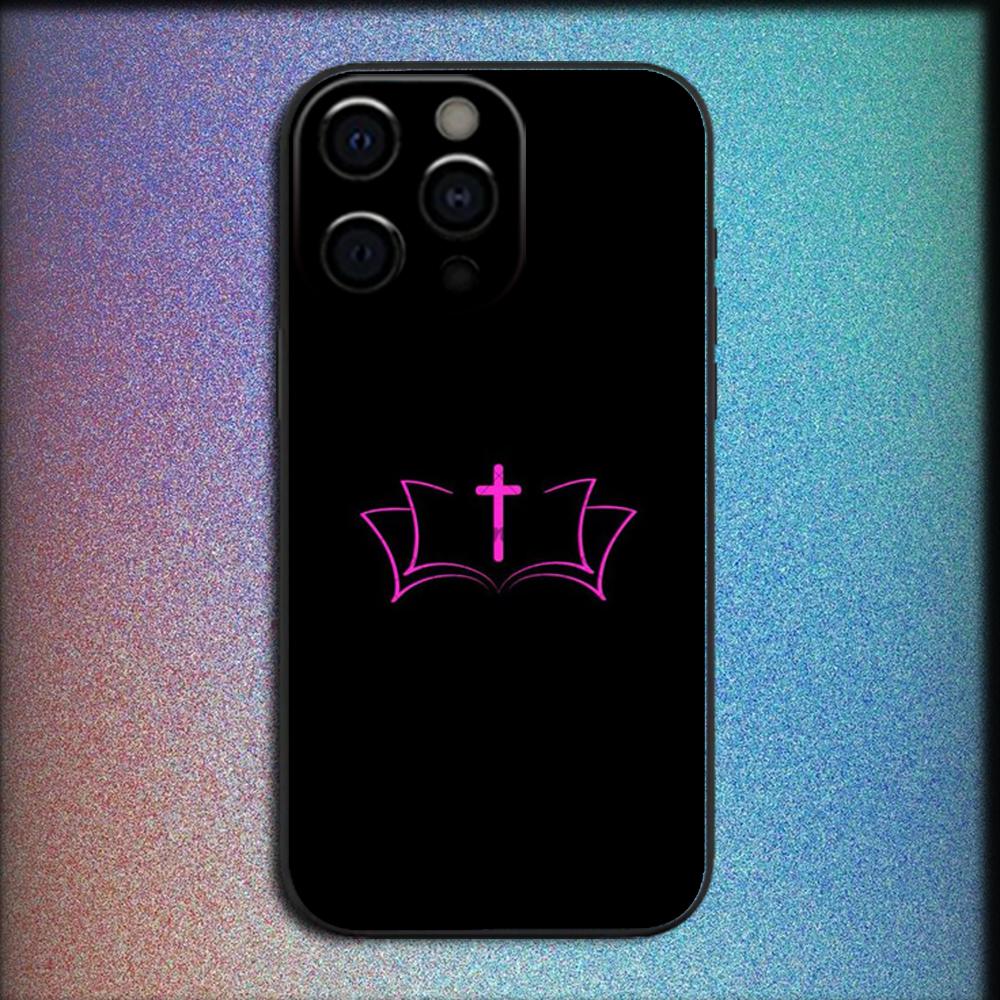God Jesus Cross Phone Case For iPhone 16,15,14,13,12,11,Pro,X,XS,Max,XR,Plus,Mini Soft Black Cover