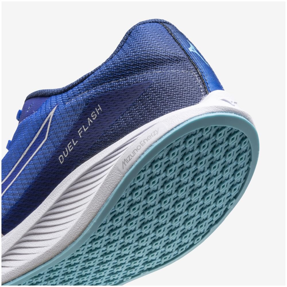 Mizuno Duel Flash Running for Club Track and Blue and Size 2E Shoes, Men's, Lightweight, Cushioned, Activities, Field, Silver, 25.5 cm,