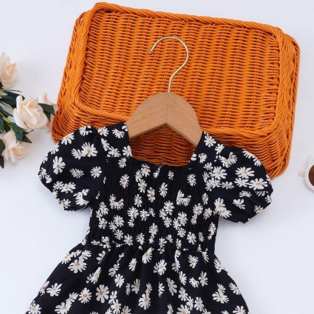 Square Collar Summer Flower Dress Party Toddle Dress Elegant Baby Girls Princess Dress  Holiday