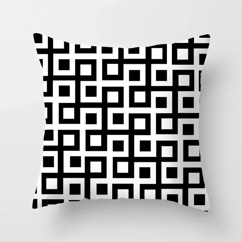 High-grade Black and White Geometric Irregular Pattern Pillowcase Office Living Room Home Pillowcase Car Ornaments