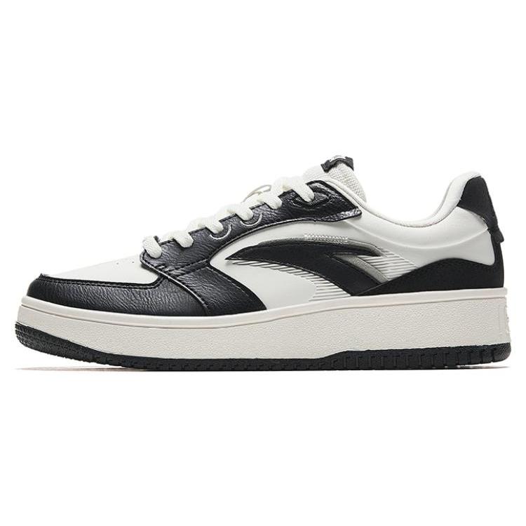 New Anta Anti Slip Wear Resistant Low Top Skateboard Shoes Women's Black White 922338088-5