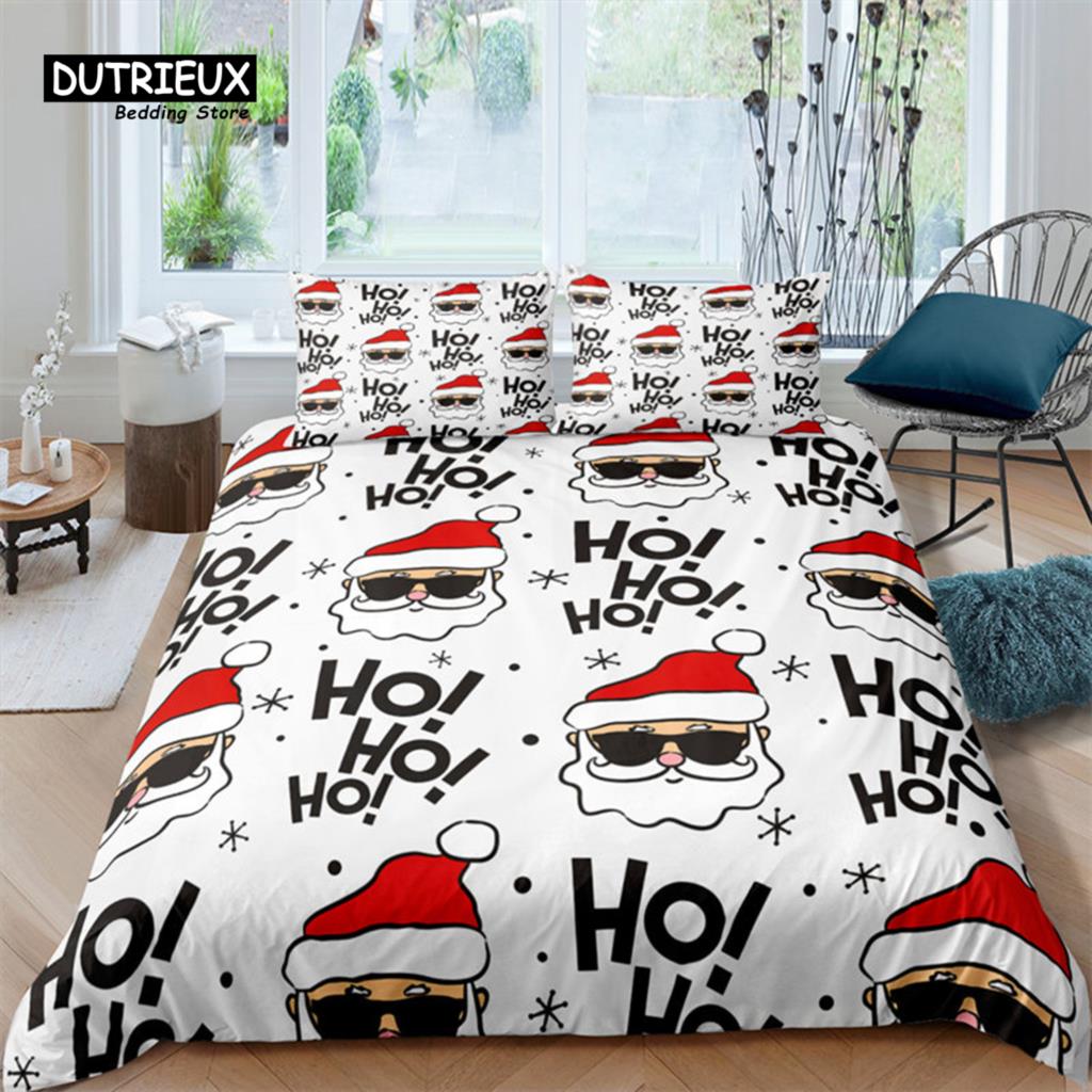 Cartoon Santa Claus Bedding Set King Queen Size Microfiber Christmas Dogs 3D Print Duvet Cover For Kids Pillowcases Home Textile