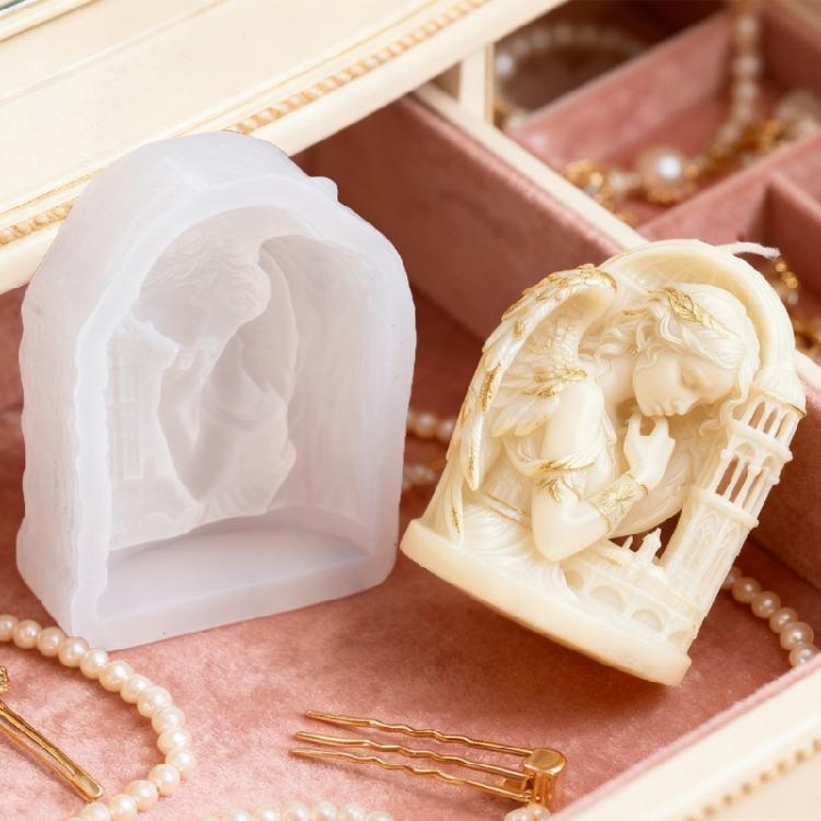 Angel Tower Shape Silicone Candle Molds Easy Demod Temperature Resistant For Making Candle Soap Wedding Decoration