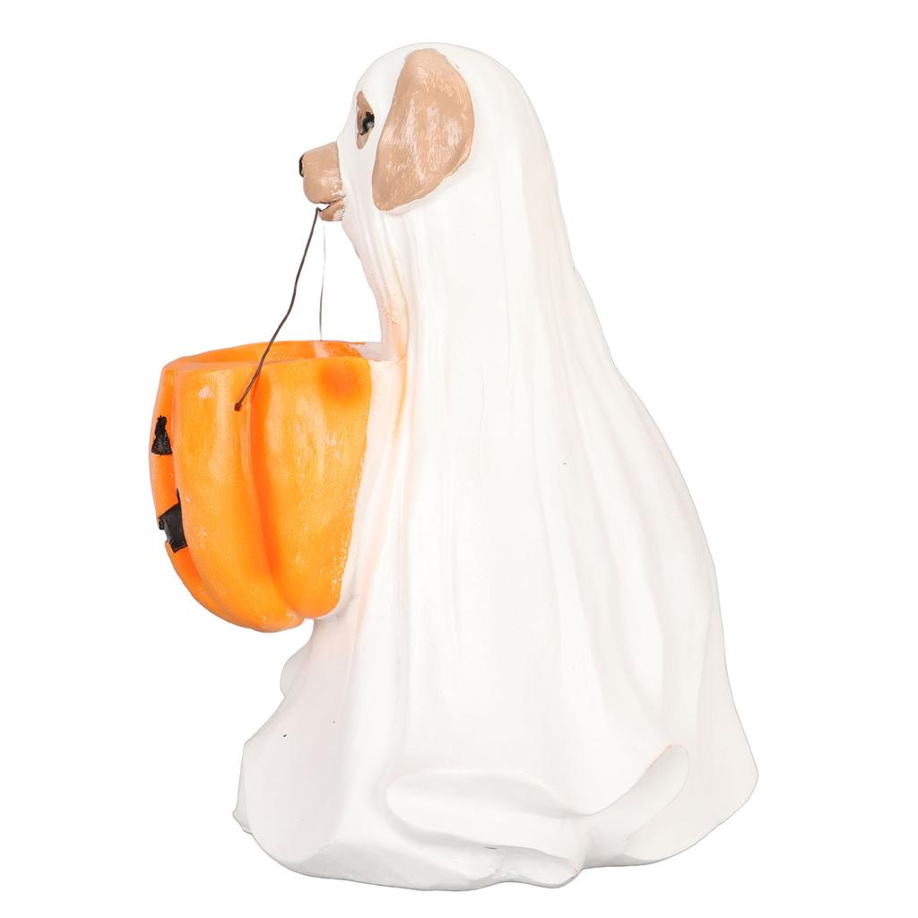 Halloween Ghost Dog Statue Resin Pumpkin Dog Ornament Cute Spooky Ghost Dog Figurine for Indoor Outdoor