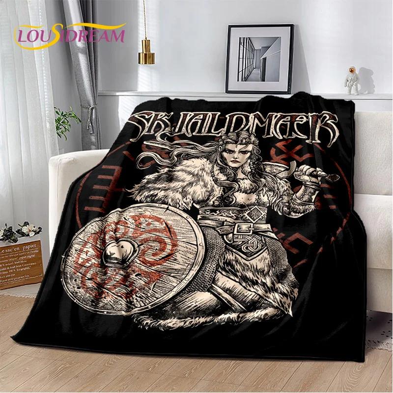 3D Viking Odin Valhalla Nordic Mythology Cartoon Blanket,Soft Throw Blanket for Home Bedroom Bed Sofa Picnic Office Travel Cover