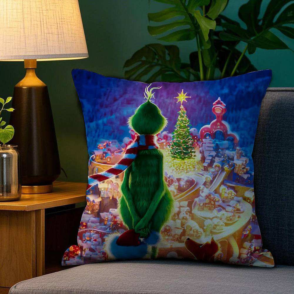 Christmas T-The G-Grinc-Chs-S Pillow Case Plush Fabric Soft Double Sided Print Sofa Cushion Cover Throw Pillow Covers