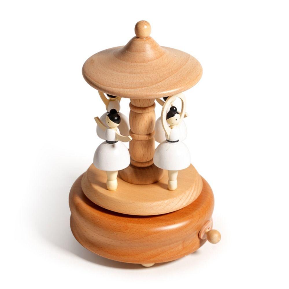 Ballet Dancing Girl Rotatable Music Box Rotating Carousel Hand-cranked Music Box Home Decor
