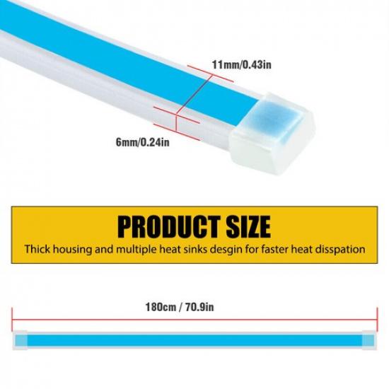 5.9FT Daytime LED White DRL Running Light Strip Car Flexible LED Hood Light EXV