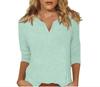 2025 Women's V-Neck 7-Point Sleeve Solid Color T-Shirt
