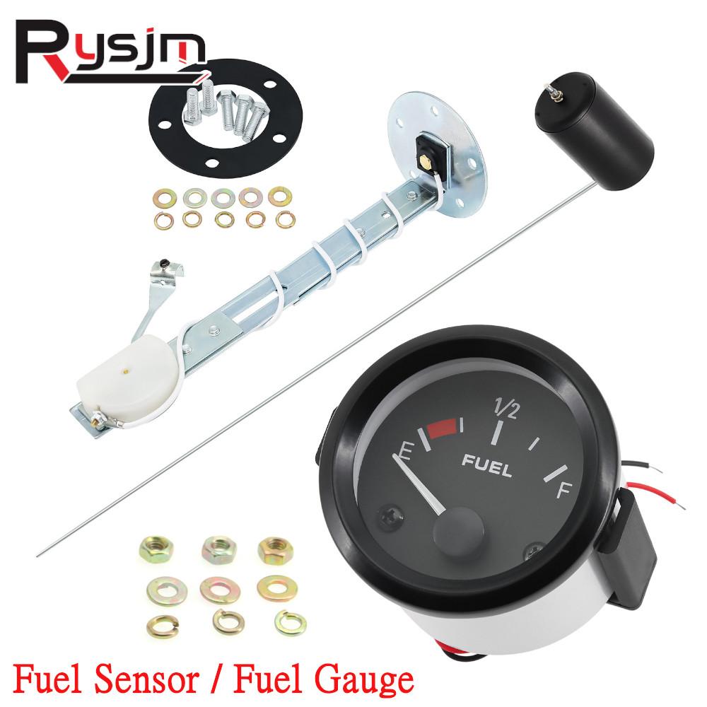 12V Automotive Gauges Universal 2" 52mm Fuel Level Gauge 240-33ohm Fuel Float Sensor Fit 5in-27in Tank Height Auto Car Meter