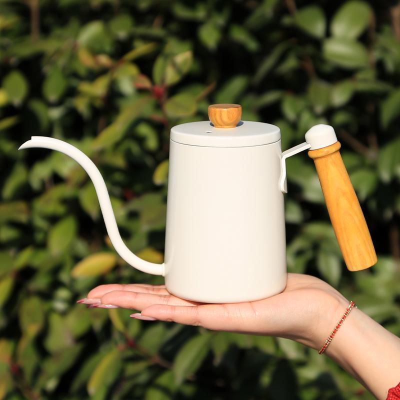 Portable Specialty Stainless Steel Gooseneck Pour Over Coffee Kettle Coffee Pot with Wooden Handle