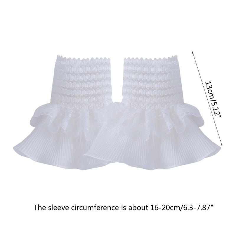 Removable Shirt Pleated Flared Sleeve False Cuffs White Color Pleated Wristband Decorative Women Clothing Accessories