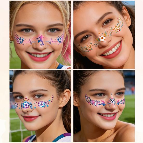 Football Face Tattoos, Waterproof Temporary Freckle Stickers, Soccer Match Body Art for Sports Fans, Game Day Party Makeup