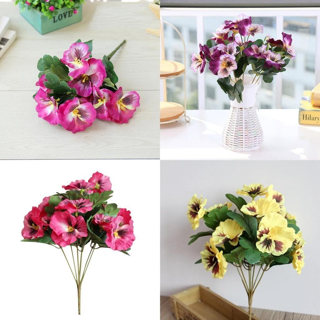 Vibrant Artificial Pansy Silk Fake Flowers With Butterfly Orchid For Stunning Wedding Decor