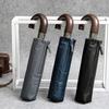 Luxury Automatic Umbrella, Parachase Wooden Handle Sun Umbrella, UV Protection, Outdoor Golf Parasol Umbrellas Free Shipping