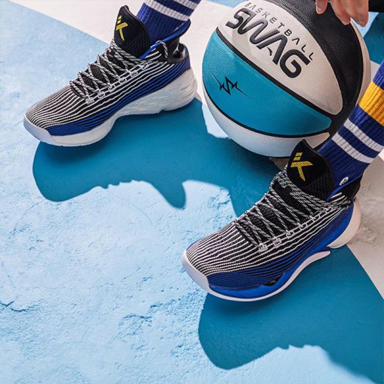 Anta Thompson KT4 Playoffs Mid Basketball Shoes Men Basketball Shoes Black Blue 11921101-2