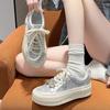 Women Platform Sneakers Shine Design Casual Outdoor Shoes Lace Up Luxury Sneakers High Quality Tennis Sports Shoes Female 35-40