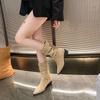 Middle Heel Pointed Toe Women's Half High Boots Spring Autumn Gothic Ladies Mid Calf Shoes Chic and Elegant Trend 2025 Boot Sale