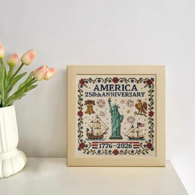 Amerika Patriotischer Kreuzstich US 250. Jahrestag Kreuzstich-Set Anfängerfreundlich Gedenk-DIY-Stickgeschenke für Veteranen Militärfans