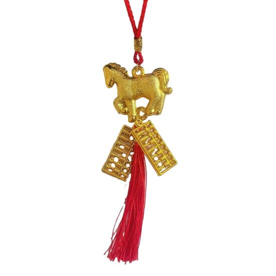 Chinese New Year Decorations 2026 Year of Horse Lucky Feng Shui Charm Zodiac Horse Hanging Tassel Pendant for Fortune Wealth Success Home Car Bonsai