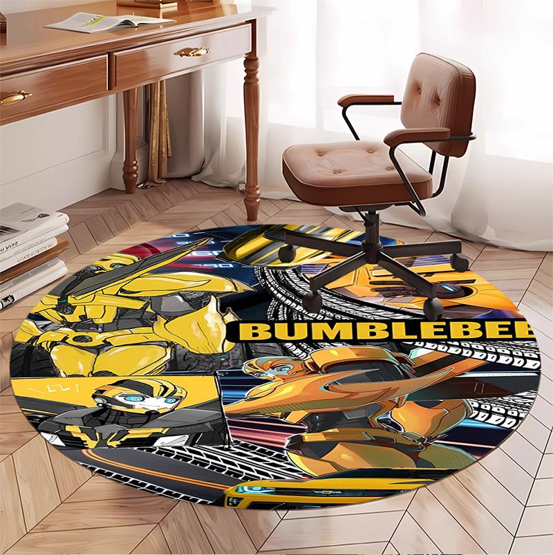 Bumblebee Pattern Round Rug, Indoor/Outdoor Mat, for Picnic, Gameroom, Bedroom, Office, Living Room, Home Decor Carpet, Birthday Gift