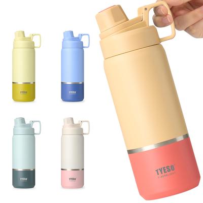 TYESO 750ml Vacuum Insulated Thermos Bottle for Carbonated Stainless Keeps Drinks Removable Mouthpiece for Easy Suitable for Carbonated and Sports