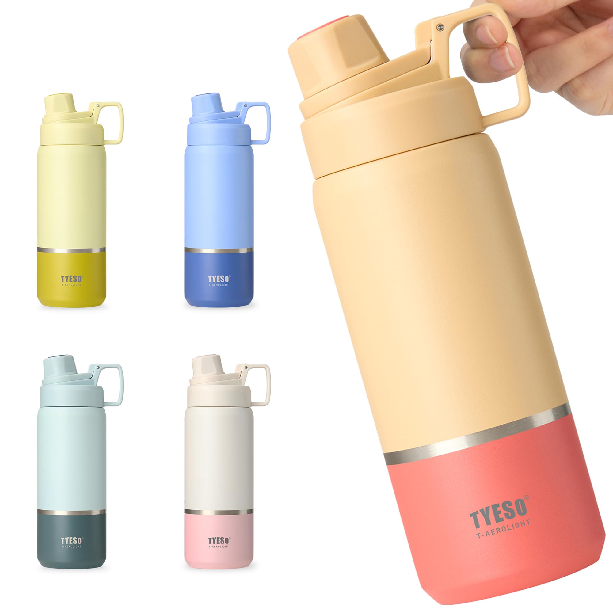 

TYESO 750ml Vacuum Insulated Thermos Bottle for Carbonated Stainless Keeps Drinks Removable Mouthpiece for Easy Suitable for Carbonated and Sports оранжевый