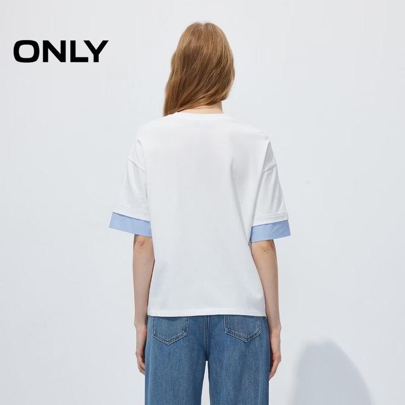ONLY Women's Loose-Fit Faux Two-Piece Cotton T-Shirt