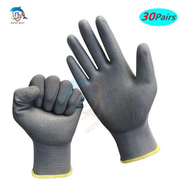 10-50 Pairs of Nylon PU Gloves Safety Work Gloves Repair Special Gloves Palm Coated Gloves Carpenter Repair Worker Supplies