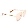 Gucci Brown Rectangular Frame Sunglasses 58mm Round Women sunglasses Gold GG0852SK-005
