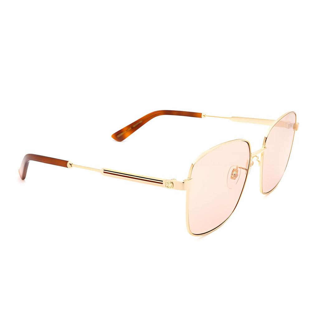 Gucci Brown Rectangular Frame Sunglasses 58mm Round Women sunglasses Gold GG0852SK-005