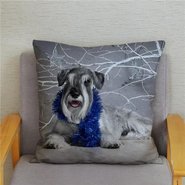 Home Bedroom Pillowcase Cute Schnauzer Print Cushion Cover Decor